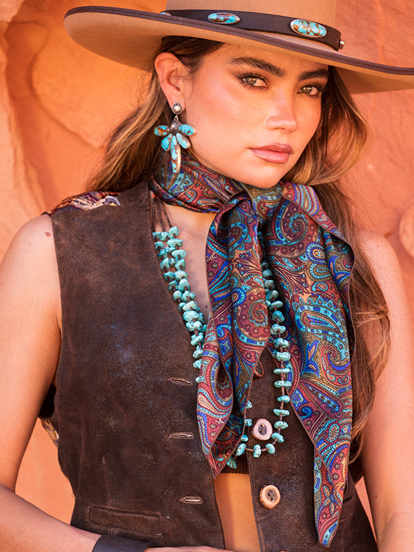 GOOD SQUISH シュシュ COWBOY BADLANDS COLLECTION フリル Turquoise Wild Rag – Brit West