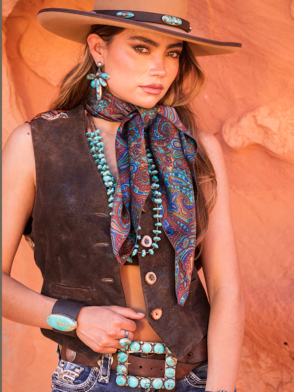 Turquoise Paisley Wild Rag