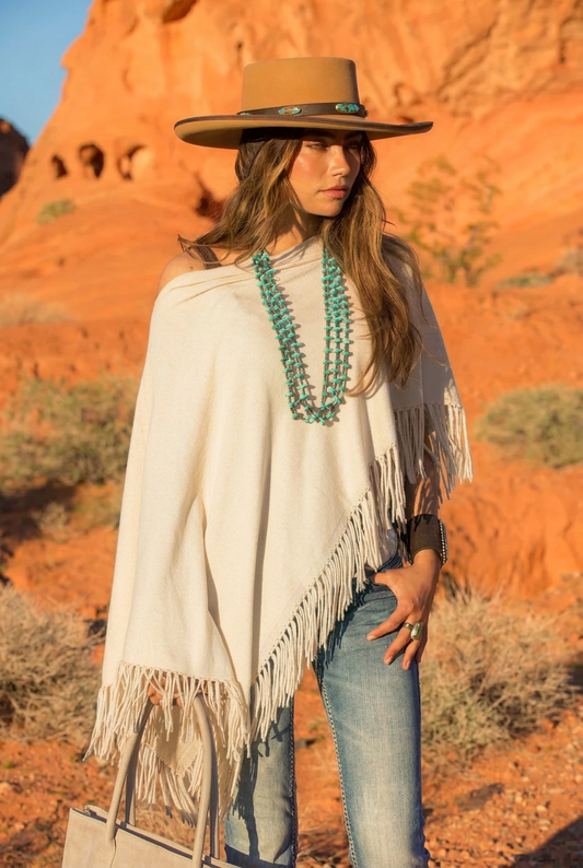 Cotton Cashmere Fringe Creme
