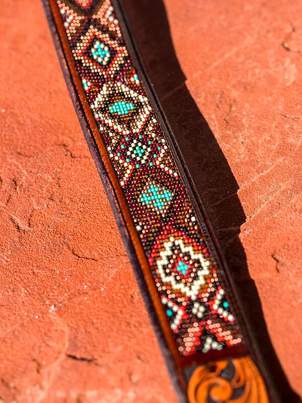 Vintage Santa Fe southwestern top western cowboy beaded belt turquoise cross medium