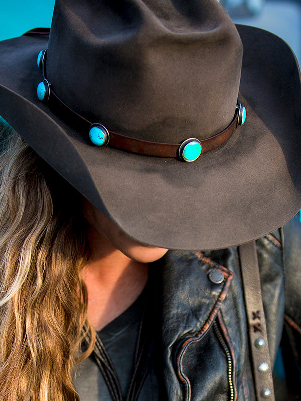 Gilded Cowboy Turquoise Embossed Leather Hat Band Only 950m